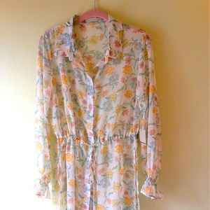 sheer floral blouse